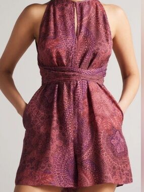 Ted Baker Purple and Pink Paisley Wrap Playsuit
